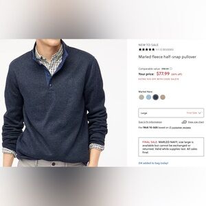 J.Crew Marled Fleece Half-Snap Pullover
